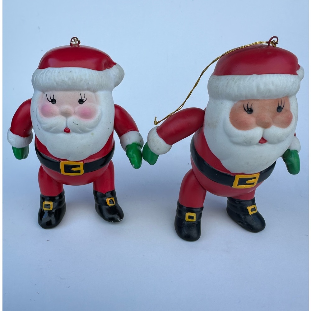 2 ornaments Jointed porcelain "SANTA CLAUS"